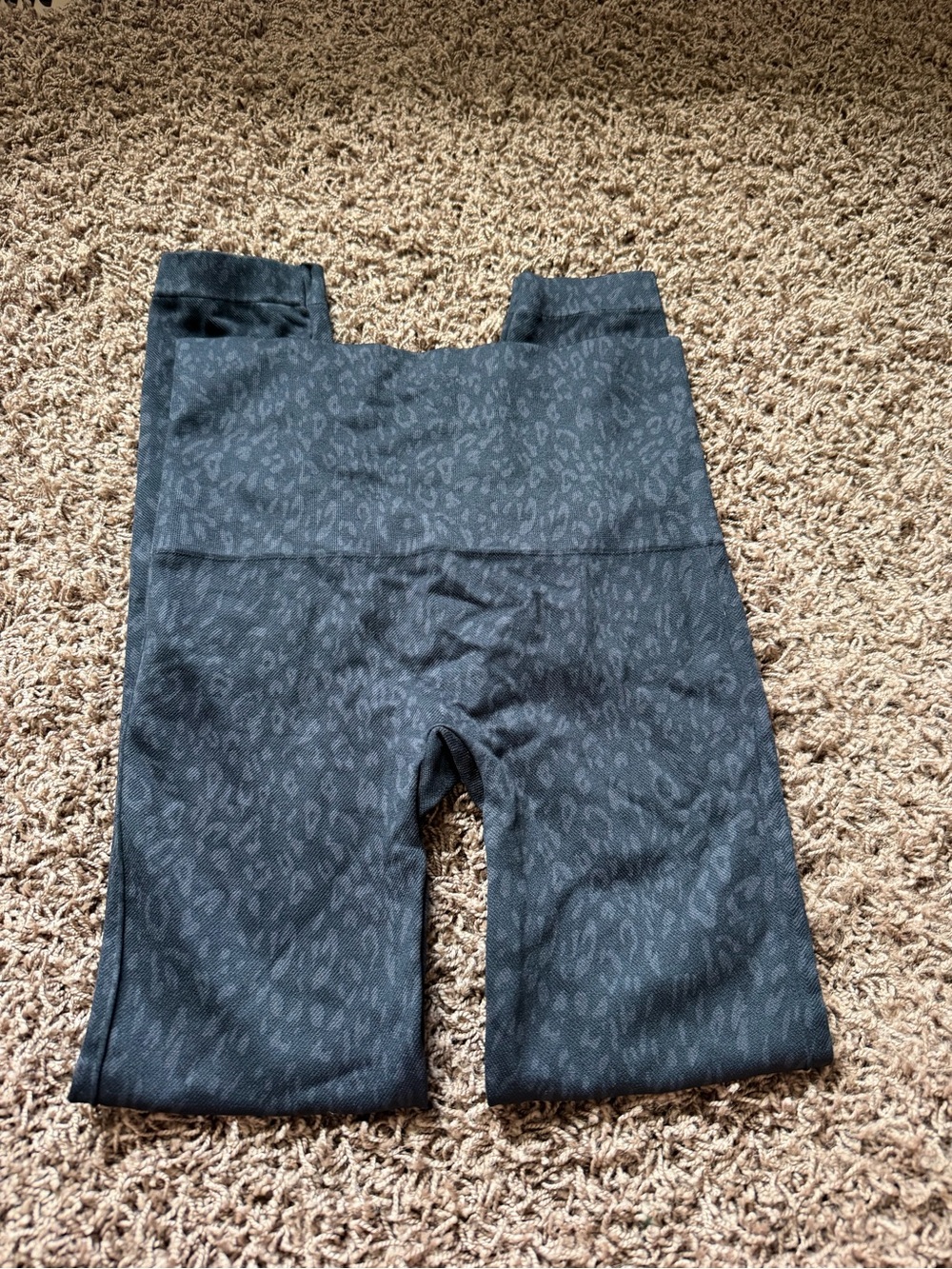 SPANX Black Subtle Leopard-Print Leggings